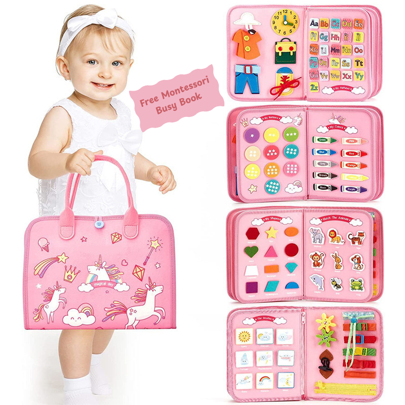 MontiMeadow™ Montessori Busy Board For Kids - Learn and Play Anywhere