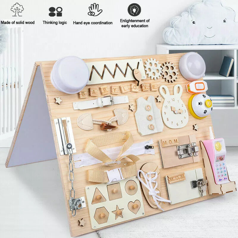 Montessori Busy Board - Wooden Sensory Board