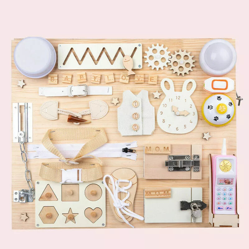 Montessori Busy Board - Wooden Sensory Board