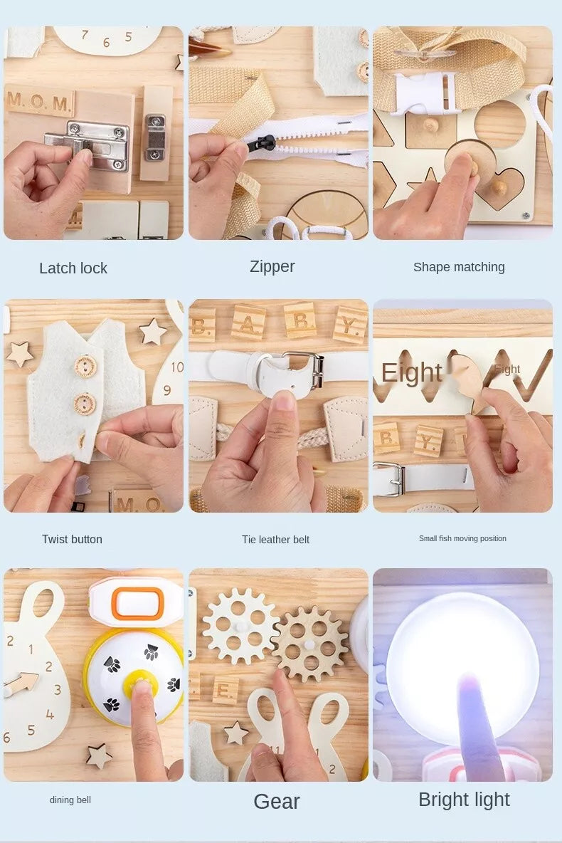 Montessori Busy Board - Wooden Sensory Board