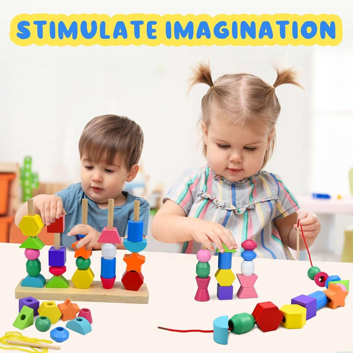 Montessori Wooden Beads Sequencing Toy Set