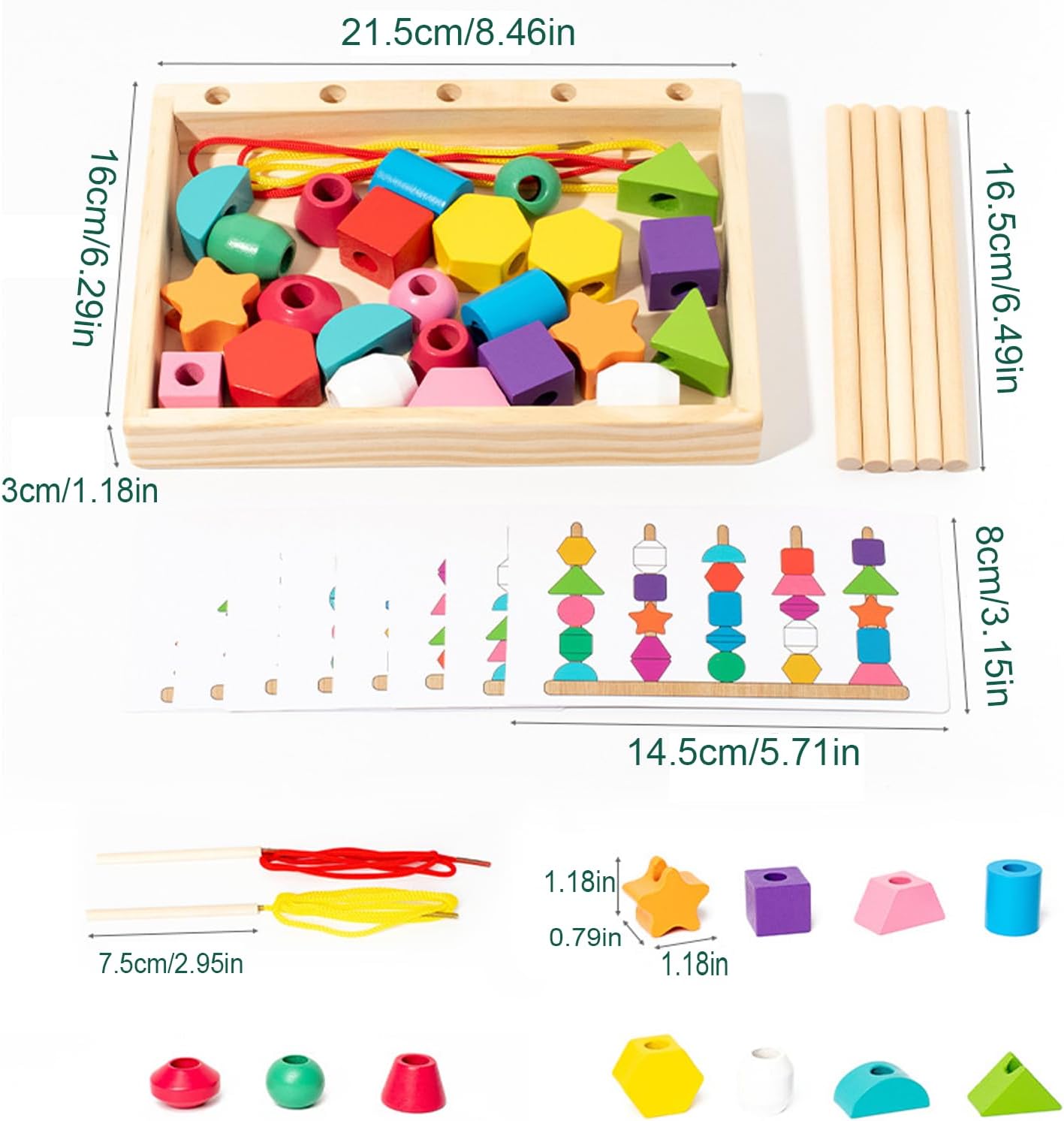 Montessori Wooden Beads Sequencing Toy Set