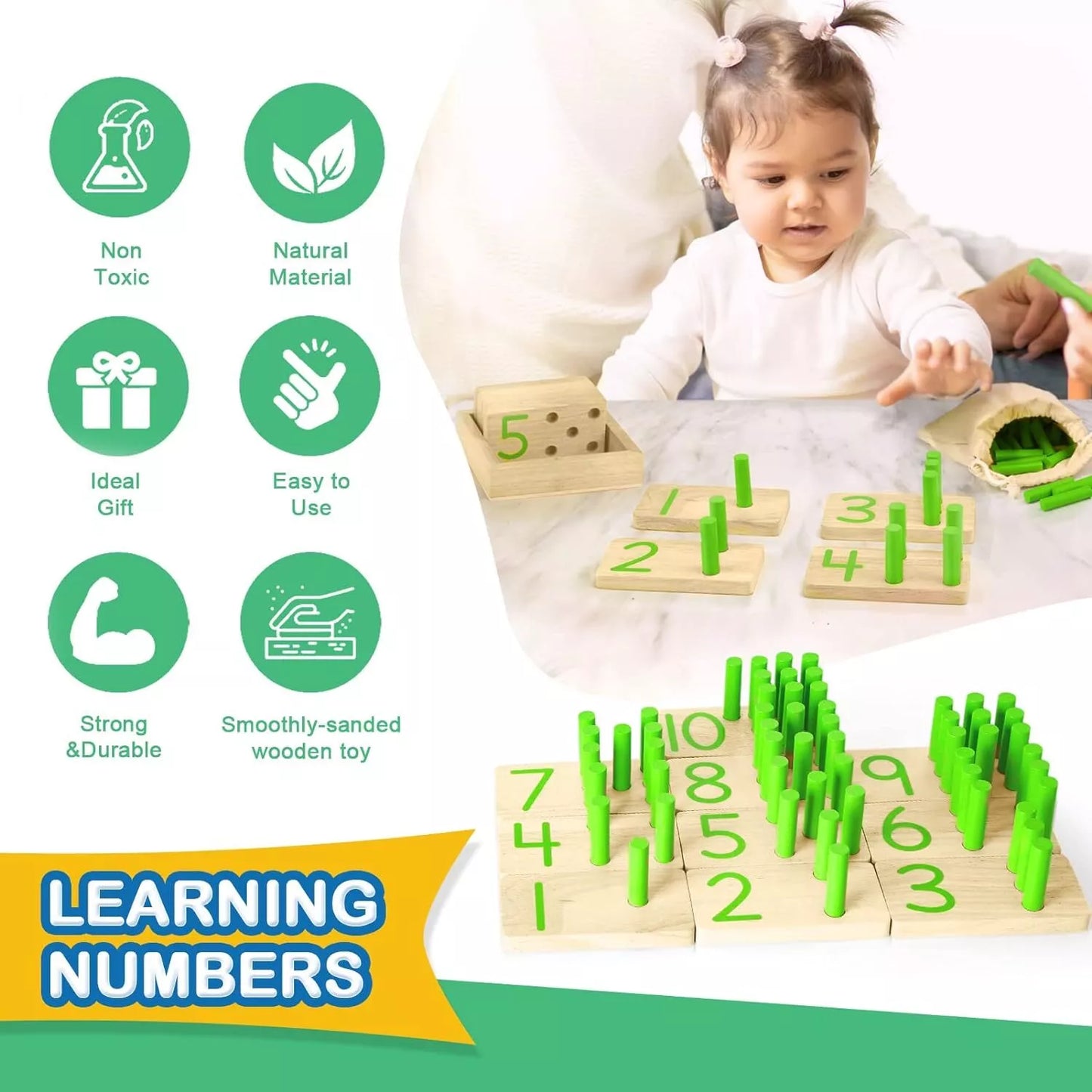 Montessori Wooden Counting Peg - Number Counting Stick Board