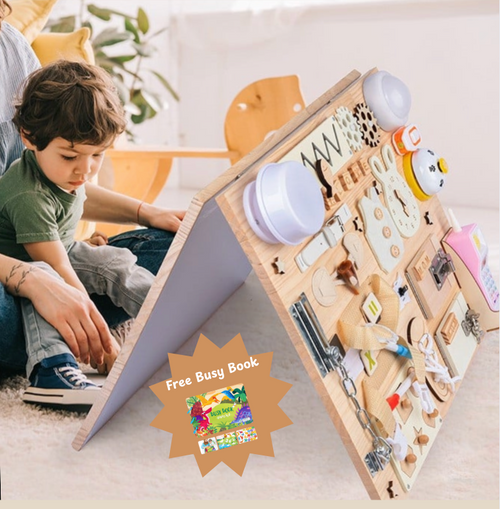 Montessori Busy Board - Wooden Sensory Activity Board