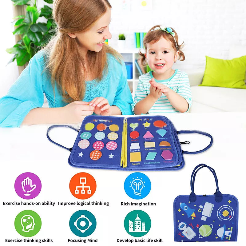 MontiMeadow™ Montessori Busy Board For Kids - Learn and Play Anywhere