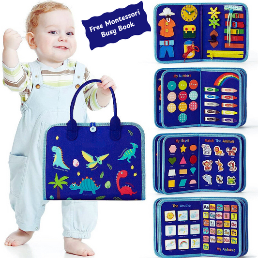 MontiMeadow™ Montessori Busy Board For Kids -  Learn and Play Anywhere