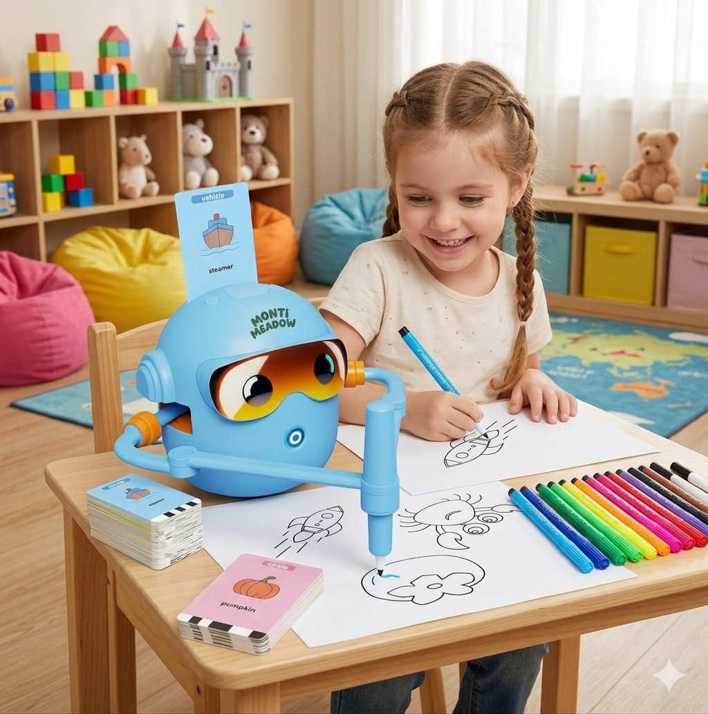 Educational drawing robot toy for creative learning