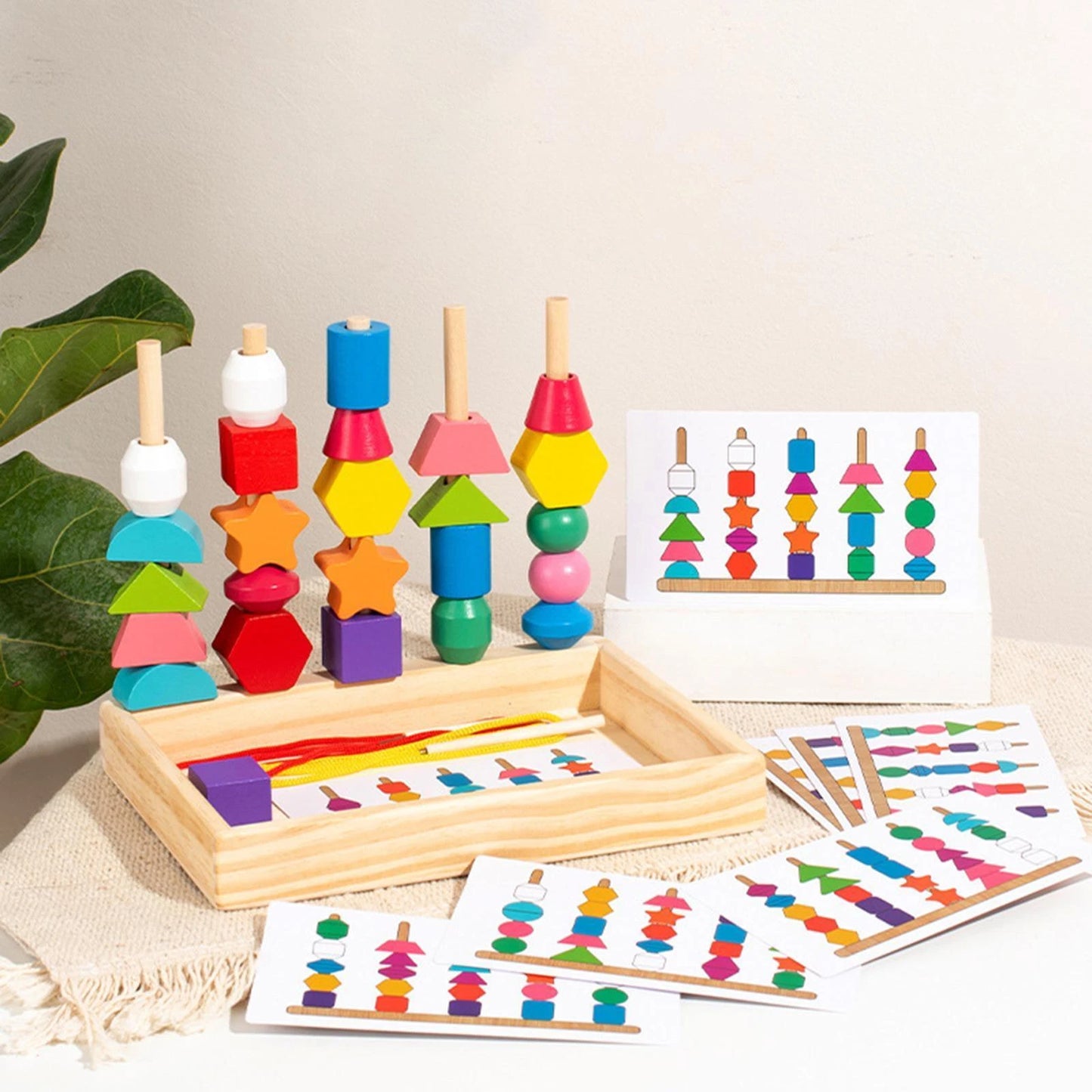 Montessori Wooden Beads Sequencing Toy Set