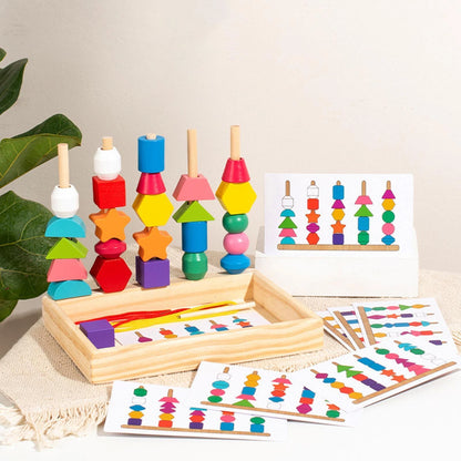 Montessori Wooden Beads Sequencing Toy Set
