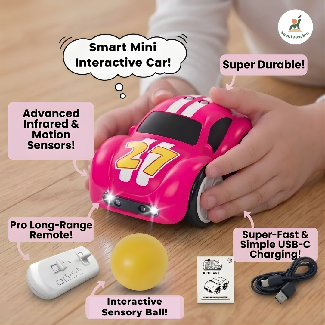 MontiMeadow pink RC car smart interactive toy for kids