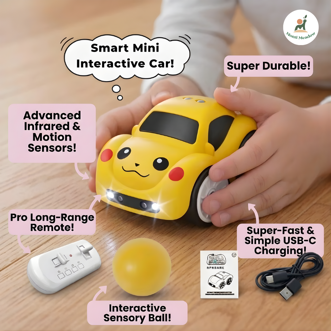 MontiMeadow yellow RC car 5 play modes toddler toy