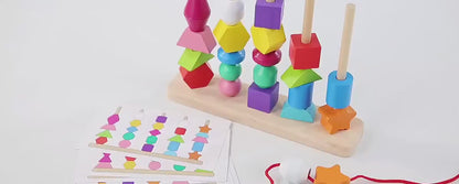 Montessori Wooden Beads Sequencing Toy Set